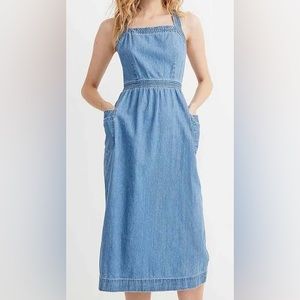 Madewell Denim Apron Midi Dress Sz 16